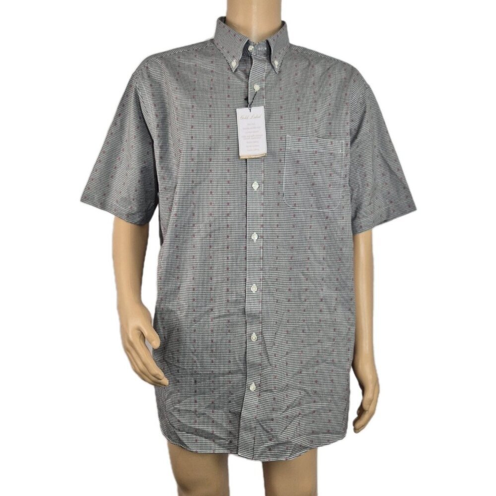 Roundtree & Yorke Gold Label Men's Shirt Size S Short Sleeve Black Plaid NWT 56